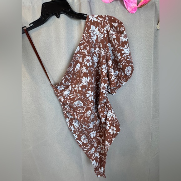 Intimately Free People One Shoulder Floral Print Bodysuit- Sz Small - Picture 2 of 8